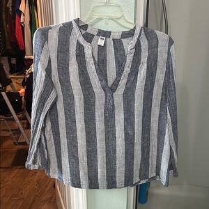 Old Navy Blue and White Striped Blouse